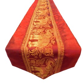 Table Runner Elephant Tablecloth Tablerunner Elegant Thai Silk (winered)