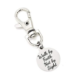 Bag Charm, Walk By Faith Not By Sight Charm, Faith Charm, Keychain Charm, Keychain Clip, Christian Gift, Religious Gift, Faith Gifts