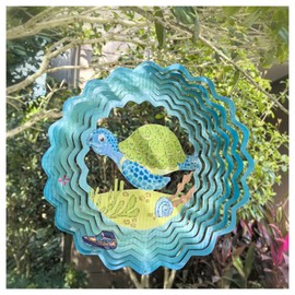 Pixelart Sea Turtle Wind Spinner 3D Hanging Wind Spinner Sea Turtle Ornament Gifts Metal Wind Kinetic Sculpture for Outdoor&Indoor Decor, Yard Art, Garden Decoration (Pixelart Sea Turtle, 12''-1pc)