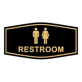 Signs ByLITA Fancy Unisex Restroom Sign(Black/Gold) - Small