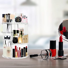 talifoca Make Up Cosmetic Organiser, 360° Rotation Cosmetic Organiser, Cosmetic Storage Box, Makeup Caddy Shelf for All Makeup Accessories in Dresser, Bathroom, Bedroom