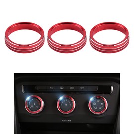 VDARK For Volkswagen Accessories Red AC Air Conditioning Gear Knob Covers Metal Sticker Sticker Caps for VW CC Tiguan Passat T-ROC 3 Pieces