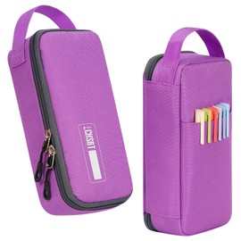 ECHSRT Big Pencil Case, Aesthetic Portable Zipper Pencil Bag with Hidden Pocket, Special Pencil Pouch for Men Women Adults, Stationery Organizer Pen Cases for Office Travel, Purple Pencil Case