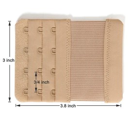 YARBAR Women's Bra Extenders 4 Hook Comfortable Stretchy Bra Extension Strap (6 Pieces Nude, 4 Hook)