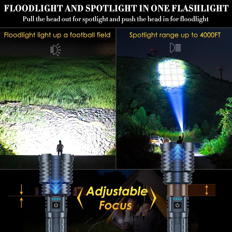Weoxi Super Bright Rechargeable Flashlights 2400.000 High Lumen, Powerful LED