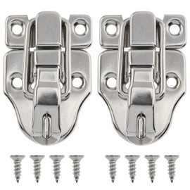 safycaby 2 PCS Metal Duckbilled Box Hasp Lock Toggle Latch Catch Small Hasp Latches for Guitar Cases Storage Cases Jewelry Boxes and Ordinary Wooden Cases (Silver)