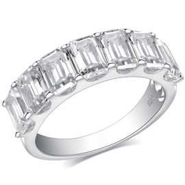 AIHUASI JEWELRY Wedding Moissanite Eternity Band Rings for Women D Color VVS1 925 Sterling Silver Engagement Bridal Size 6