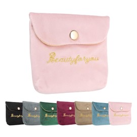 sourcing map Velvet Jewelry Pouches with Snap Button, Soft Jewelry Pouches Storage Bags Small Velvet Gift Bags for Rings Necklace Bracelet, Pink