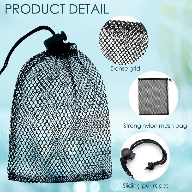 SUBTAVIK Drawstring Mesh Bags, Large Mesh Drawstring Storage Bags, Black