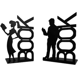 HeavenlyKraft Book Metal Bookends,Decorative Bookends, Non Skid Book Ends, Book Stopper for Home/Office Decor/Shelves, Office Bookends, Library bookends, (7 Inch Tall)