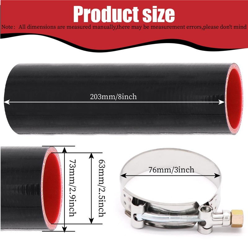 Fuzbaxy 2.5" ID Straight Silicone Hose Coupler, High Temp 4-Ply