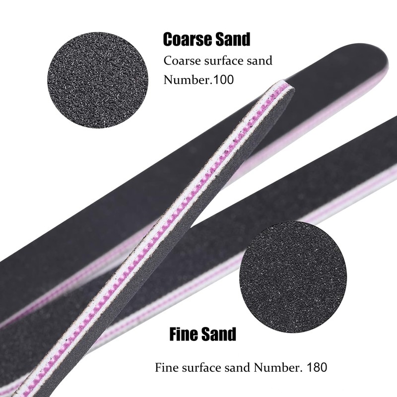 20PCS Professional Nail Files, Double Sided Emery Board, Washable 100/180