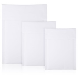 Yeyeplum 50 Pcs Kraft Bubble Mailers 3 Size Padded Envelopes Kraft Poly Mailers Bubble Lined Shipping Envelopes Mail Shipping Bags for CDs Book Business Supplies (White)