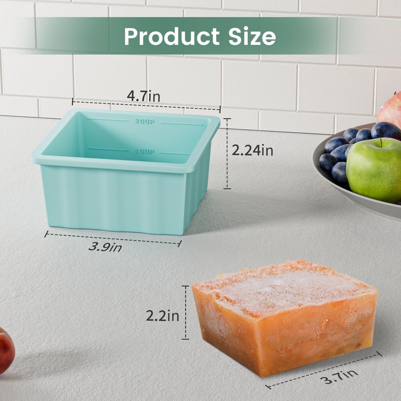 Silicone Freezer Tray for Soup Ice Cubes: 2-Cup Freezing Tray