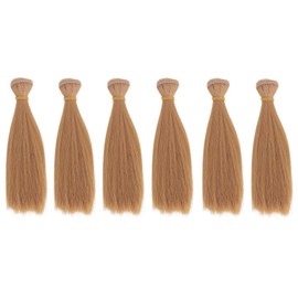 PATIKIL 15CM Doll Hair Wigs, 6 Pcs High Temperature Silk Straight Wig Hair Extension Accessories for Doll Hair Making Kit DIY Handmade, Yellow