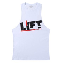 YeeHoo Lift Men's Bodybuilding Gym Tank Tops Workout Stringer Sleeveless Shirts Vest Cotton White