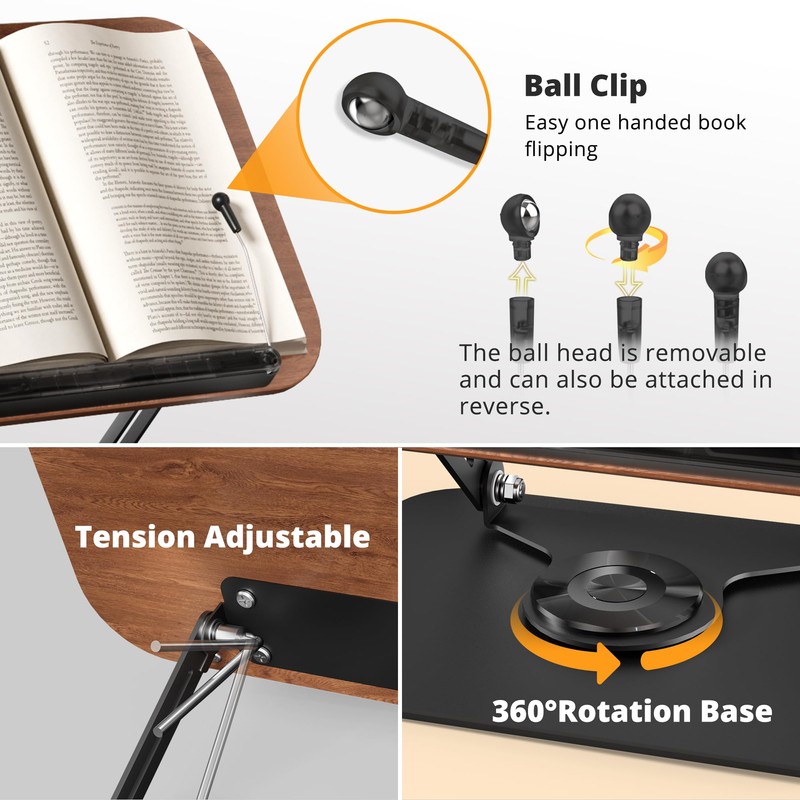 SupeDesk Book Stand for Reading, Adjustable Book Holder with 360°