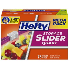Hefty Hefty Slider Storage Bags, Quart Size, 78 Count