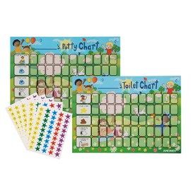 Amonev Children Toilet Training Reward chart and Potty Training reward chart for boys and girls Toddlers Twin Pack with 225 star stickers included