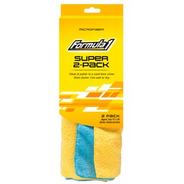Formula 1 Super 2-Pack Microfiber Towels for Auto Detailing, Cleaning & Polishing Cloths for Streak-Free Shine