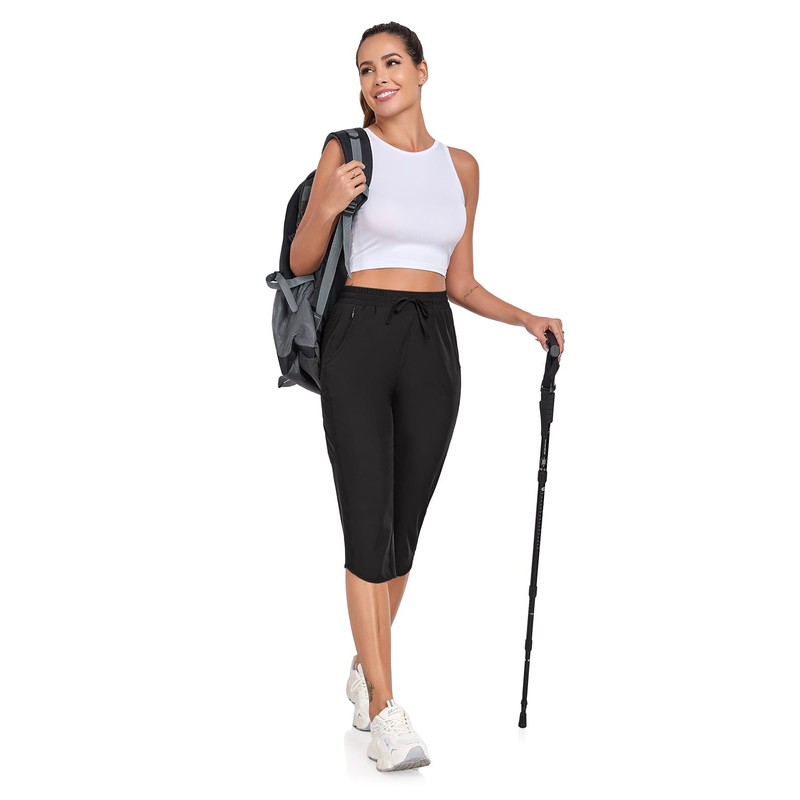 GymBrave Women's Capri Pants with 6 Pockets Quick Dry Lightweight