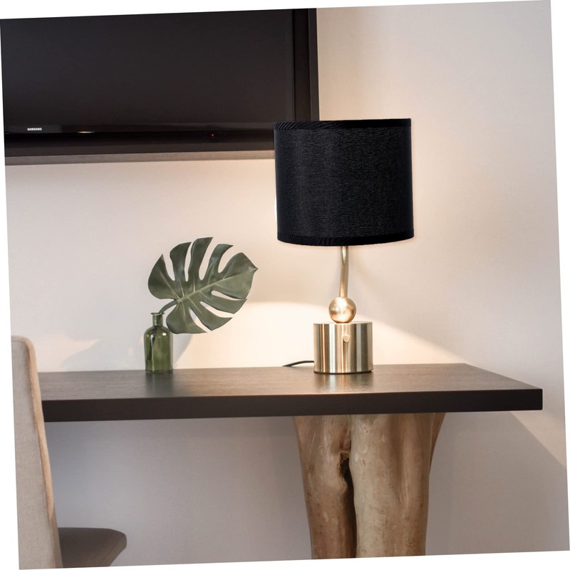 ORFOFE Linen Lampshade Large Black Cylinder Lampshade Home Decor Lamp