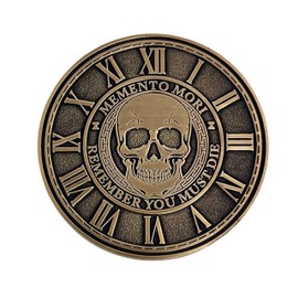 Memento Mori Coin Medallion Stoicism Gift Amor Fati Metal Gold Color Token EDC Challenge Stoic Reminder Pendant Momento Mori Gift for Daily Stoic Practice Memento Vivere Skull