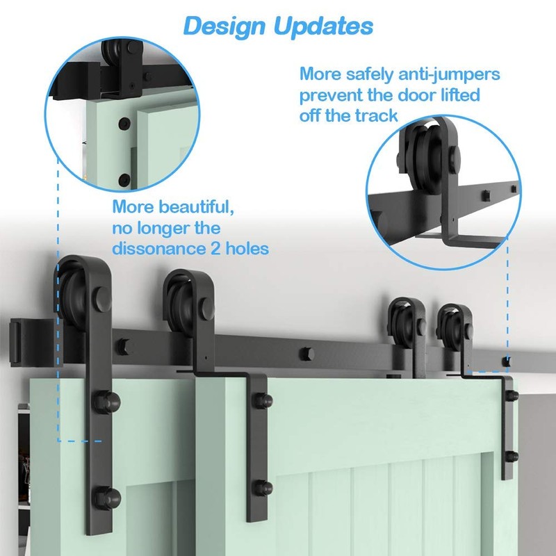 ZEKOO Bypass Sliding Barn Door Hardware Kit, Single Track, Double