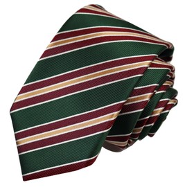 Michi Kolondon MKJ-030 Wrinkle-Resistant Bonding Processing Fabric Lined Volume, Made in Japan Necktie Brand KOSHINO Striped Pattern, 100% Silk, Unisex, green
