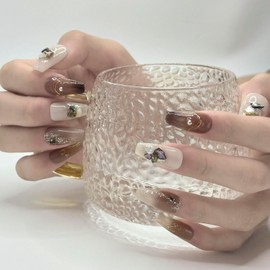 Nail Tips, Press on Nail, Handmade Nail Tips, Press on Nail, Set of 10, Seashell Decoration