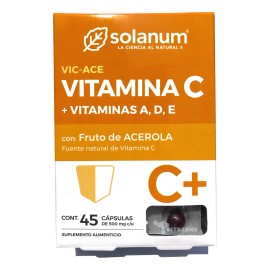 Vitamina C + A + D y E 45 capsulas Solanum Perlacaps 500mg c/u