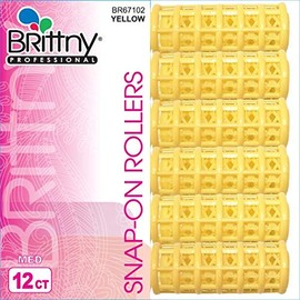 Brittny Snap-on Rollers - Yellow 12 Count, Medium (Pack of 1)