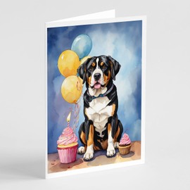 Greater Swiss Mountain Dog Happy Birthday Greeting Cards Pack of 8 Blank Cards - Default