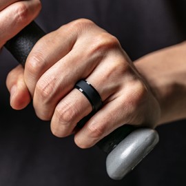 Saco Band Silicone Ring Wedding Band for Men - 8.8mm Width 2.3mm Thick (Black - Size 11.5-12 (21.30mm))