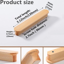 SYZOW 6 Stück Schrankgriffe Holz，Holzgriffe für Schränke, Lochabstand 96 mm, für Küchenmöbel Schubladen und Holzgriffe Kommode