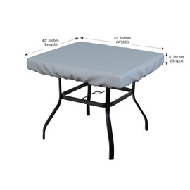 Covers & All Square Table Top Cover, 18 Oz Heavy Duty Waterproof UV & Weather Resistant Patio Table Cover, Outdoor Table Cover for Patio Outdoor Furniture & Coffee Table (6" H x 42" D x 42" W), Grey