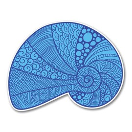 Seashell Blue Doodle Art Style Vinyl Sticker - Select Size