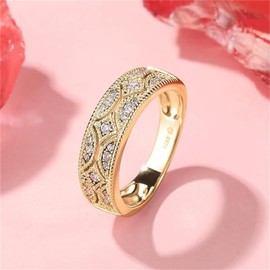 Jeulia 925 Sterling Silver Rings Milgrain Round Cut Women's Band Anniversary Promise Rings with Jewellery Box for Her Women Girls, Sterling Silver