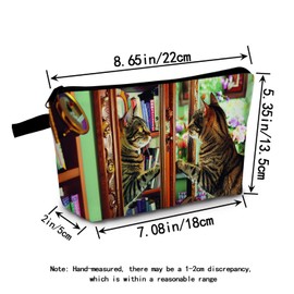 MoCaliduccious Cupboard Cat Print Women Makeup Bag Cat Gifts for Cat Lovers Travel Cosmetic Bag Organizer Small Zipper Toiletry Bag