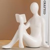 Book Reader Statue Ceramic Decorative Bookends, Black and White Book