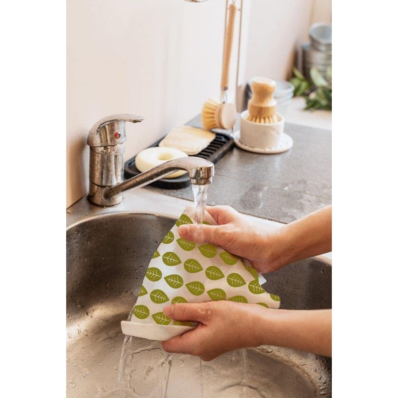 Nuts Cleaning Cloths Set of 2 Leaf Decoration | 100%