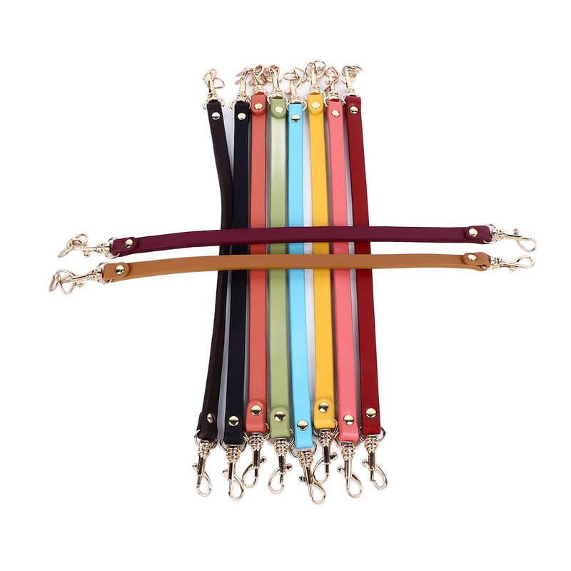 10Pcs Leather Bag Handles 12.2in Long 0.4in Wide Cattlehide Metal