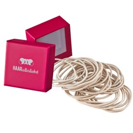 Haarallerliebst Hair Bobbles Thin (30 Pieces, Light Beige, 1.5 mm Thick) for Blonde Hair Includes Storage Box