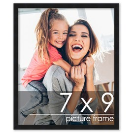 Poster Palooza 7x9 Frame Black Solid Wood Picture Frame | 0.75 Inch Moulding Width | Includes UV Acrylic Plexiglass, Foam Board Backing & Hanging Hardware