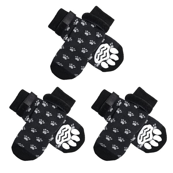 Hsathoac Anti Slip Dog Socks with Adjustable Straps 3 Pairs,