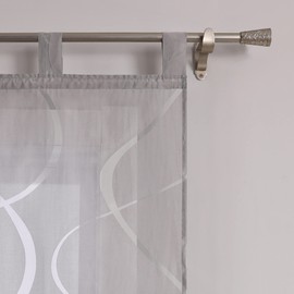 ESLIR Sliding Curtains, Voile Panel Curtains, Set of 2, Sliding Curtains, Living Room Curtains with Loops, Tab-Top Curtains, Transparent Curtain, Burnout Grey, W x H 57 x 145 cm, Pack of 2