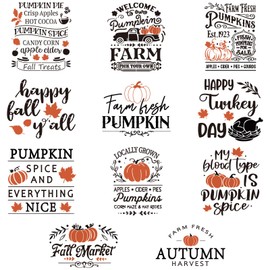 Whaline 11 Sheets Fall Word Rub On Transfer for Crafts Black Warm Letter Rub On Transfer Stickers Farmhouse Furniture Decals for Autumn Thanksgiving DIY Crafts, 5.5 x 5.5 Inch
