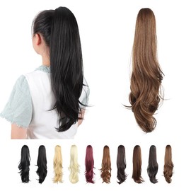 Ponytail Extension,HSPJHTM Hair Extensions Ponytail Extension Claw for Women Curly Hair Piece 24" Synthetic Pony Tail Hair Extensions Long & Voluminous Curled Wavy Heat-Resisting Caramel Mix Brown