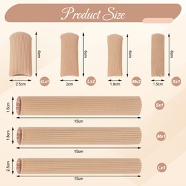 KASURE KASURE 9 PCS Gel Toe Protector, Toe Caps, Closed Toes Surface Fabric Sleeve Protectors6, Cuttable Toes Tubes Sleeves 3, Cuttable Toe Covers,Relief for CornsCallus Cushion, Bunion (S/M/L Size)