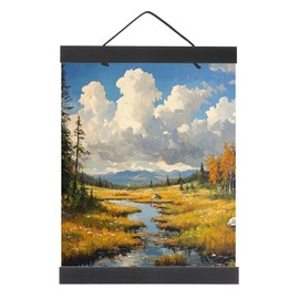 PATIKIL 1 Set Magnetic Poster Hanger Frame 8 Inch Wooden Magnet Picture Hangers Frames Wide Hanging Kit for Photos, Pictures, Artwork, Maps, Black